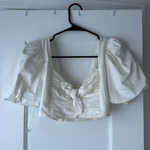 For Love and Lemons Puff Shoulder Crop Top